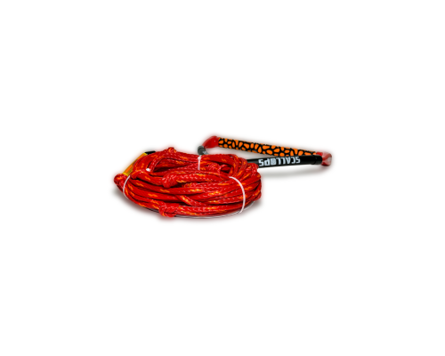 Фал с рукояткой SCALLOPS WAKE FLOW 4 секции 22.5 метра ручка 38см (Black/orange)
