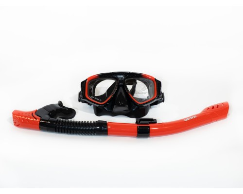 Комплект маска с трубкой SCALLOPS FUGU (black/red)