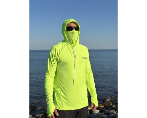 Рашгард с капюшоном SCALLOPS NO BURN arctic Neon green